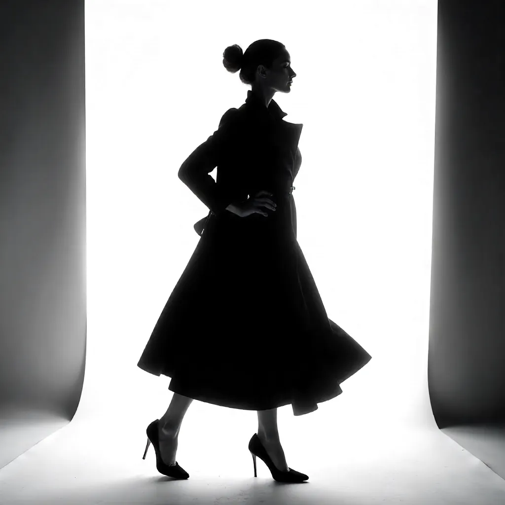 Dramatic Silhouette: Fashionable Woman in High-Contrast Lighting