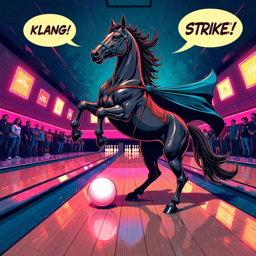 Heroic Horse in Neon Bowling Alley