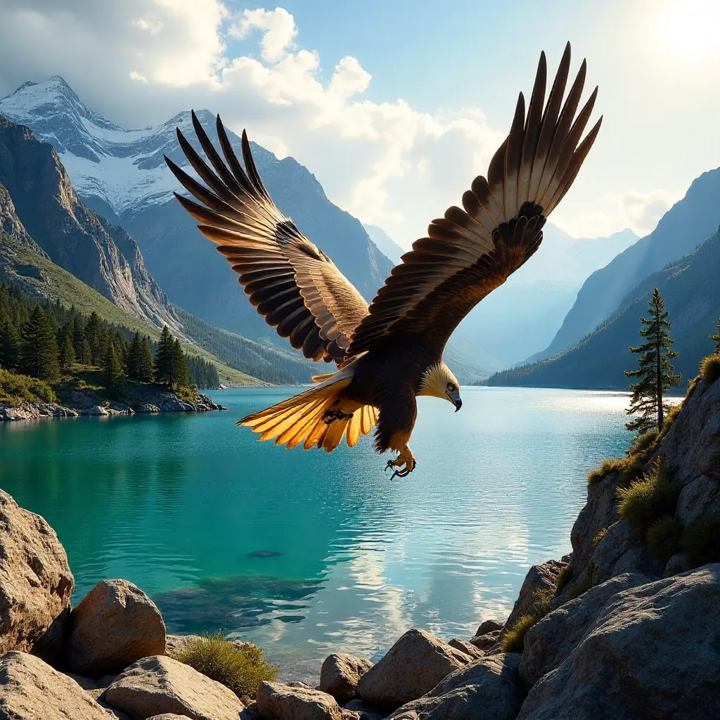 Majestic Eagle Over Bariloche Cliffs at Dusk