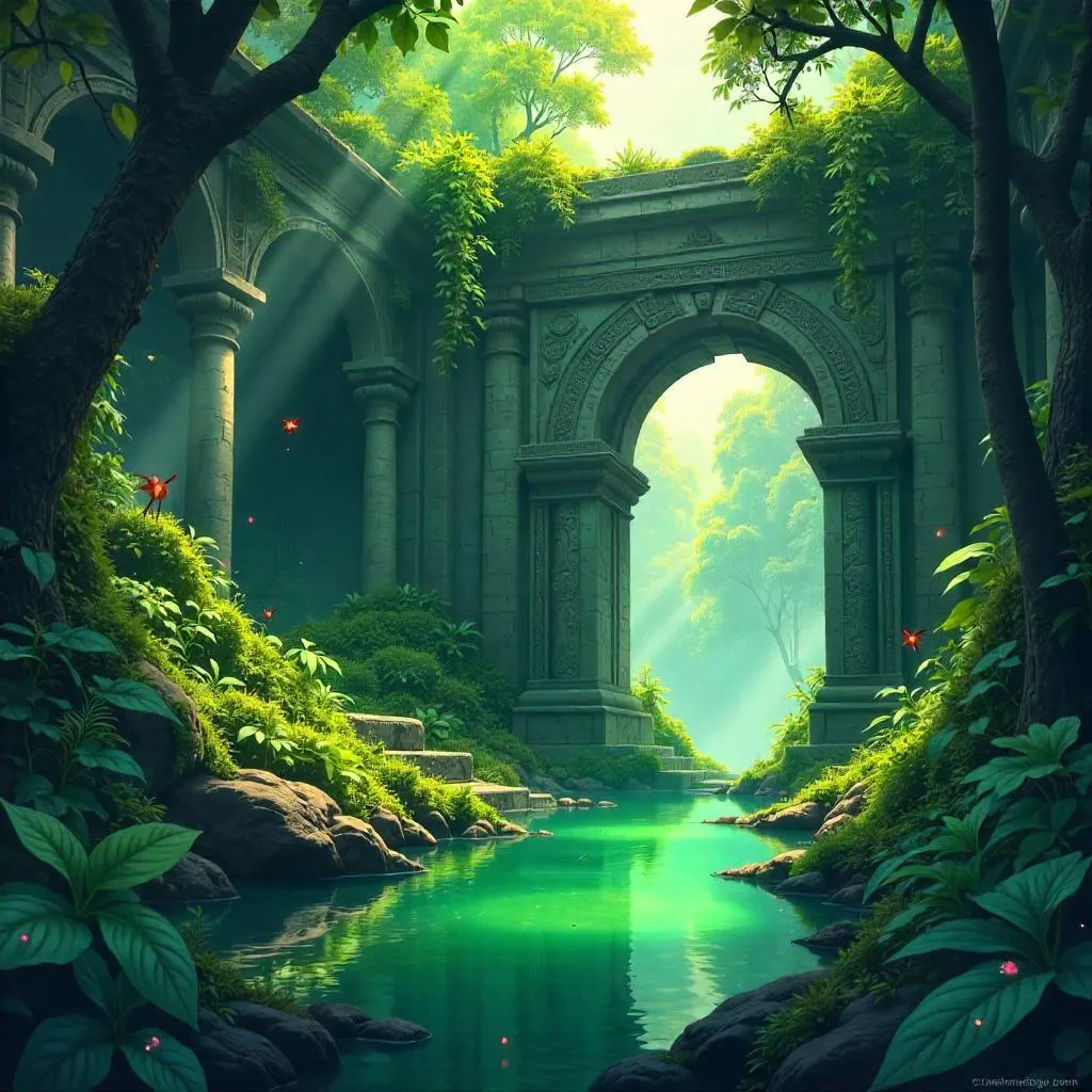Anime Jungle Ruins: Overgrown Temple
