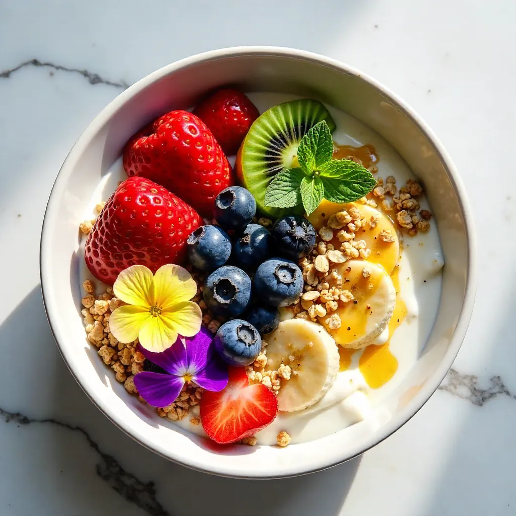 Vibrant Breakfast Bowl on Marble Surface