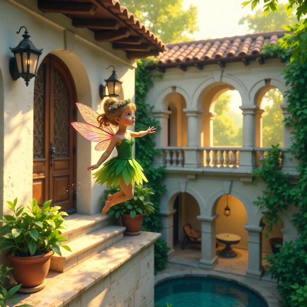 Pixie in a Sunlit Villa - Digital Fantasy Art