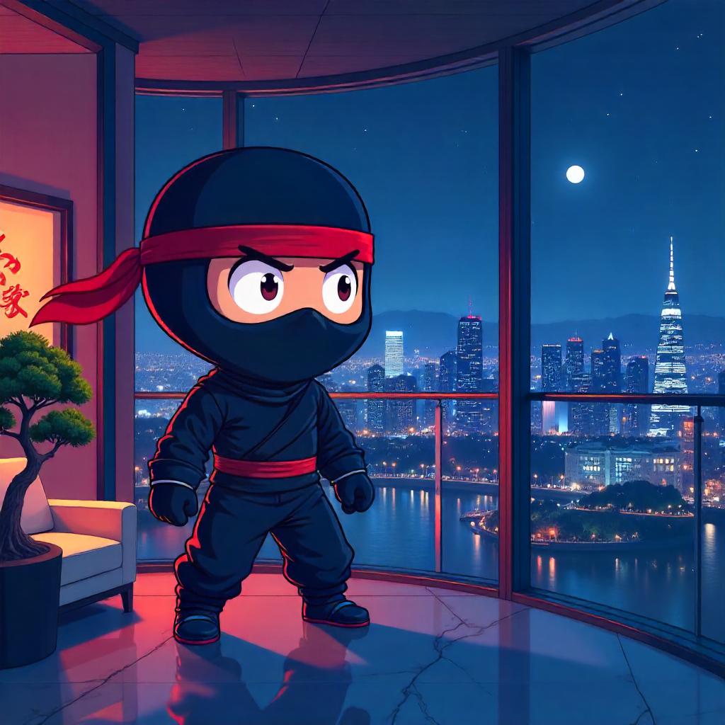Neon Penthouse Ninja - Cartoon Style