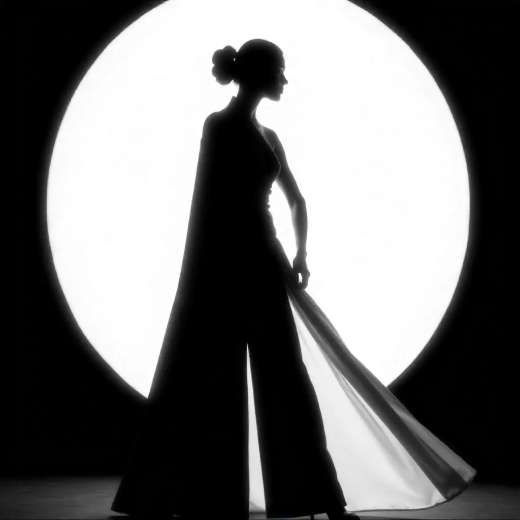 Dramatic Silhouette of a Fashionable Woman