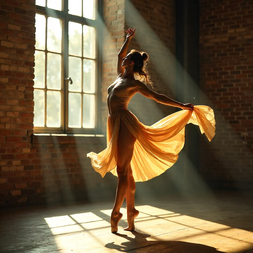 Sunlit Brick Studio Dancer in Motion