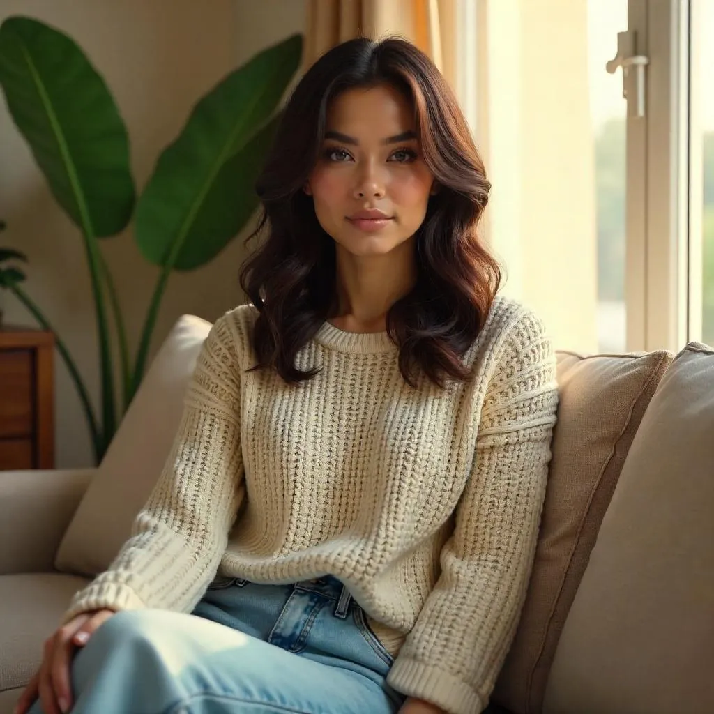 Latina Woman at Home: Photorealistic 3D Render