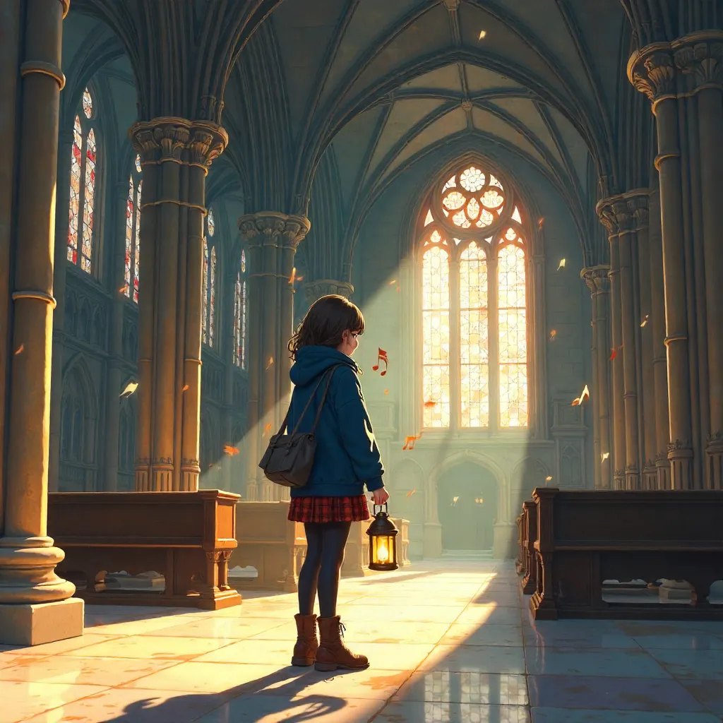 Whimsical Anime Child in a Grand Cathedral
