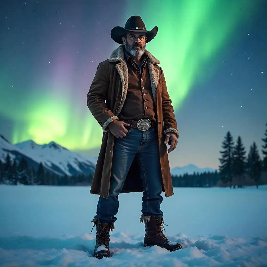 Cowboy Under the Northern Lights