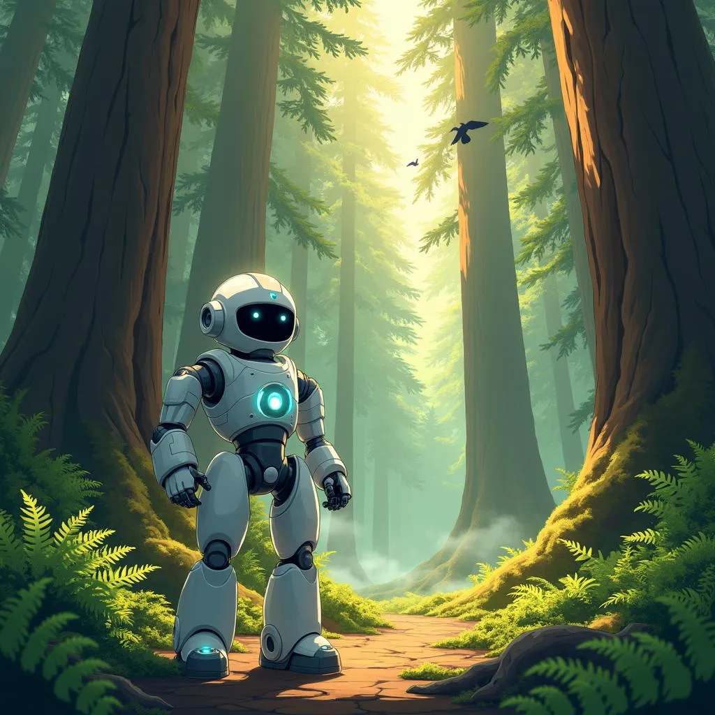 Android Adventurer in the Redwood Forest