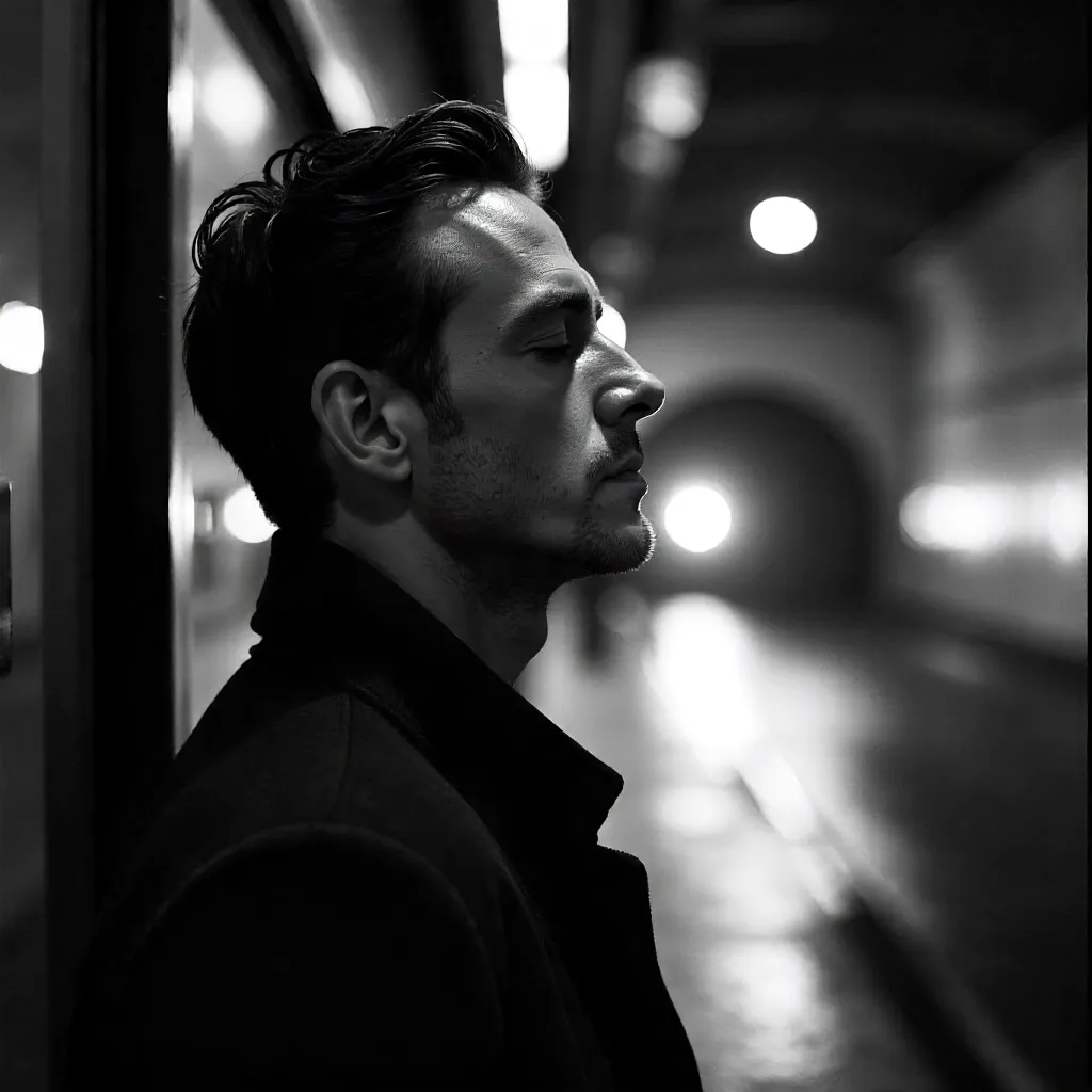 Nocturnal Side Profile: Black & White NY Portrait