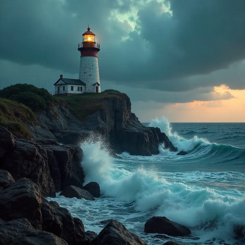Stormy Seas and a Solitary Lighthouse