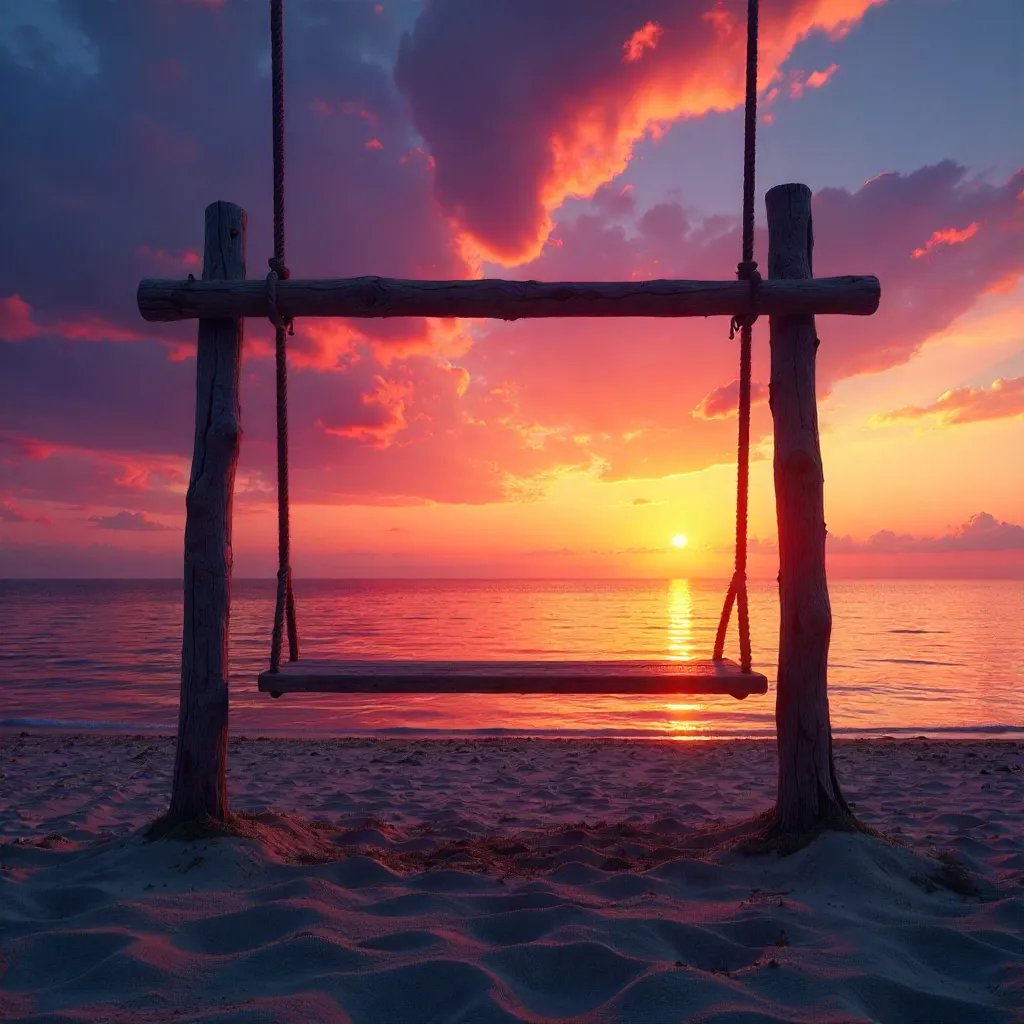 Silhouette on the Beach: Sunset Swing Serenade