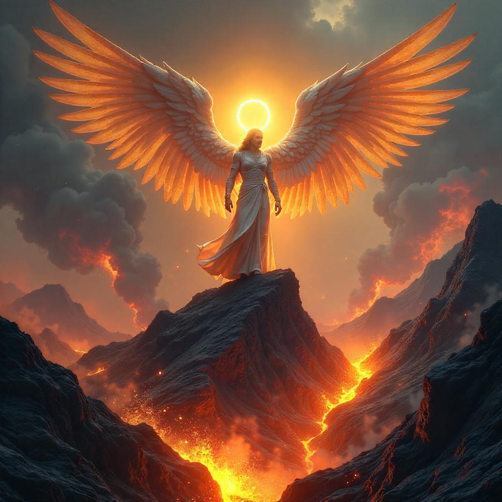 Angel in Volcanic Landscape — Concept Art