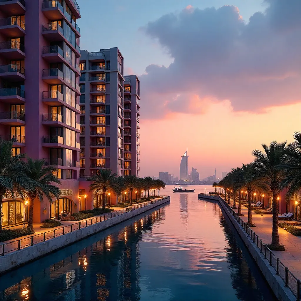 Doha Dusk: Elegant, Tranquil Apartment Skyline