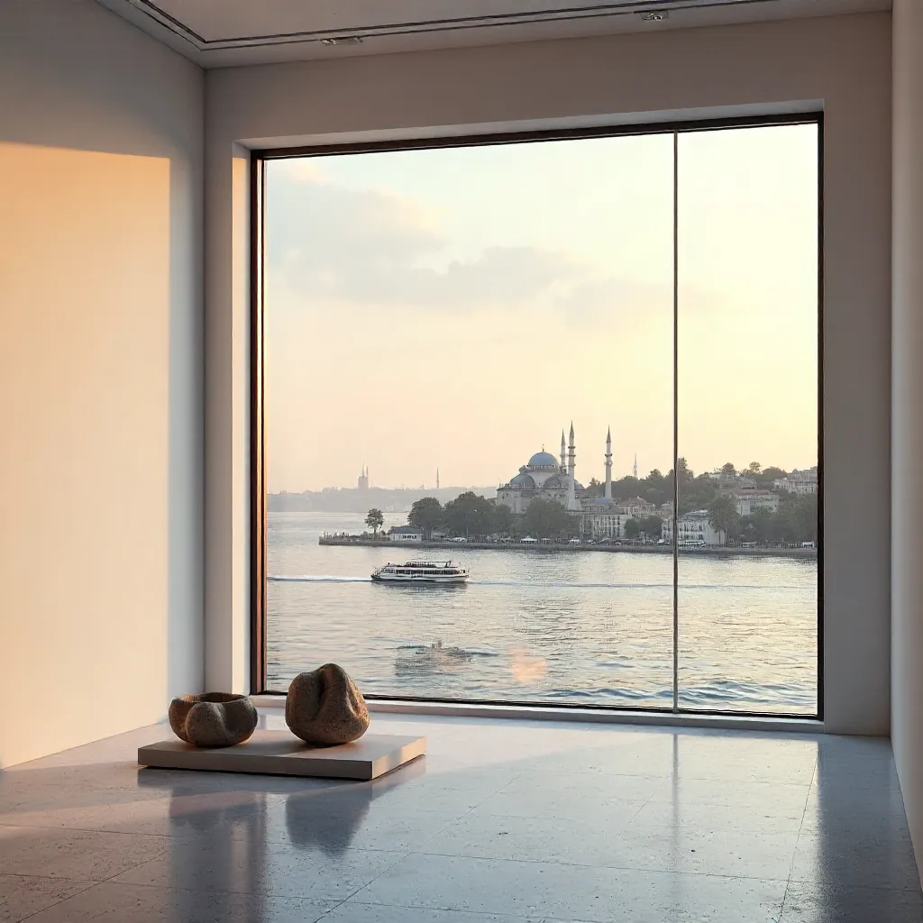 Serene Window View at a Modern Art Museum in Istanbul