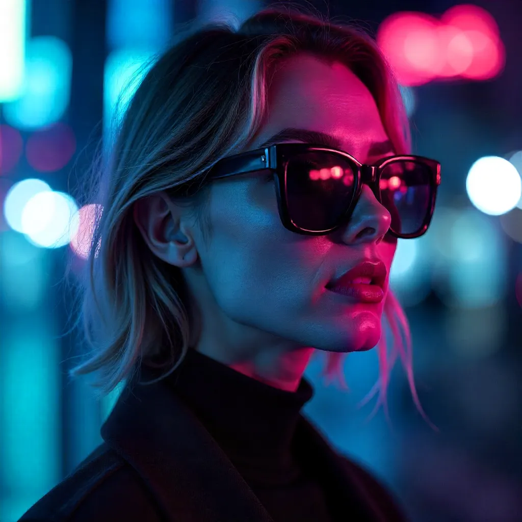Mysterious Modern Blur: Woman in Sunglasses