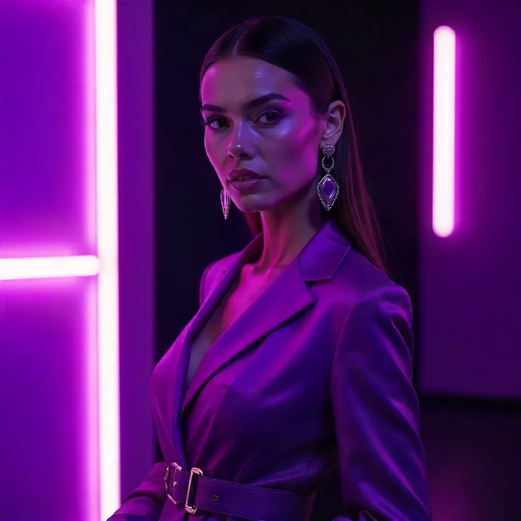 Purple Edges: Bold Modern Fashion Portrait
