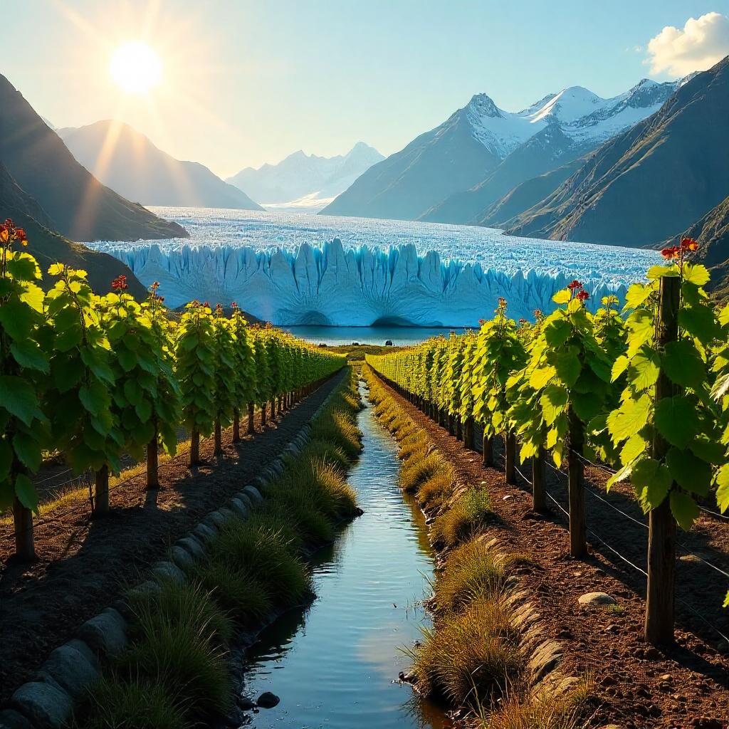 Glacier in a Vineyard: Photoreal Surreal Scene