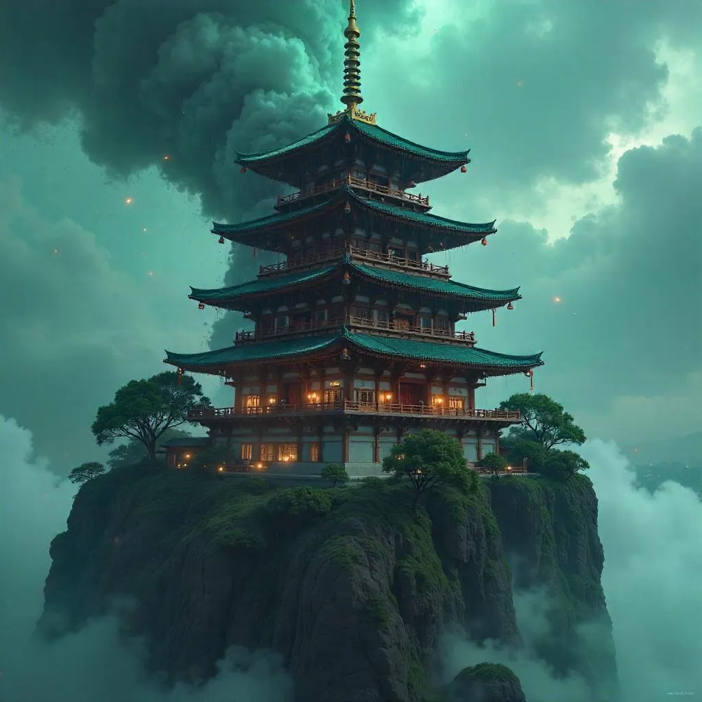 Tornado Wrapping a Sacred Pagoda: Concept Art