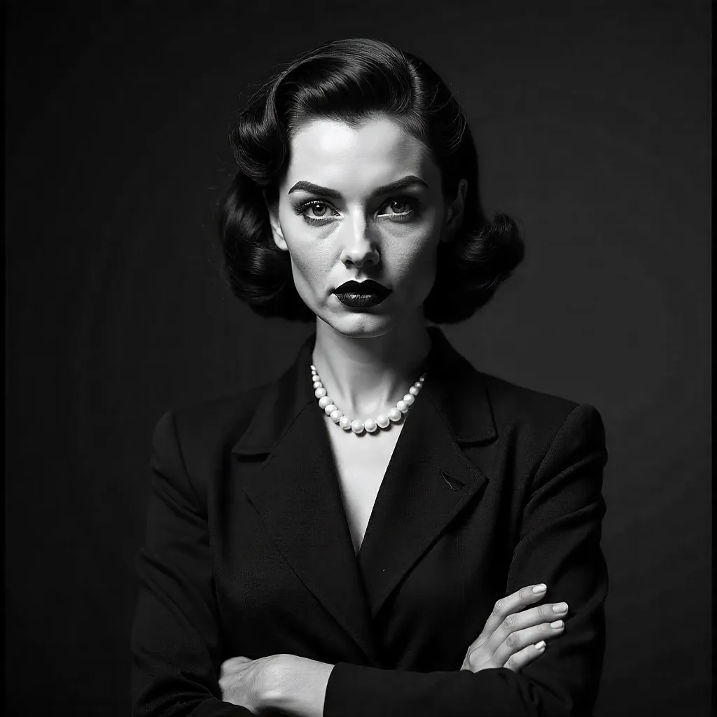 Intense Vintage B&W Portrait with Crossed Arms