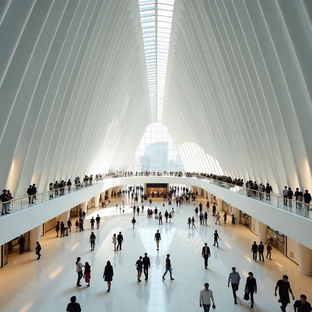 Spacious Oculus Interior with Crowded NYC