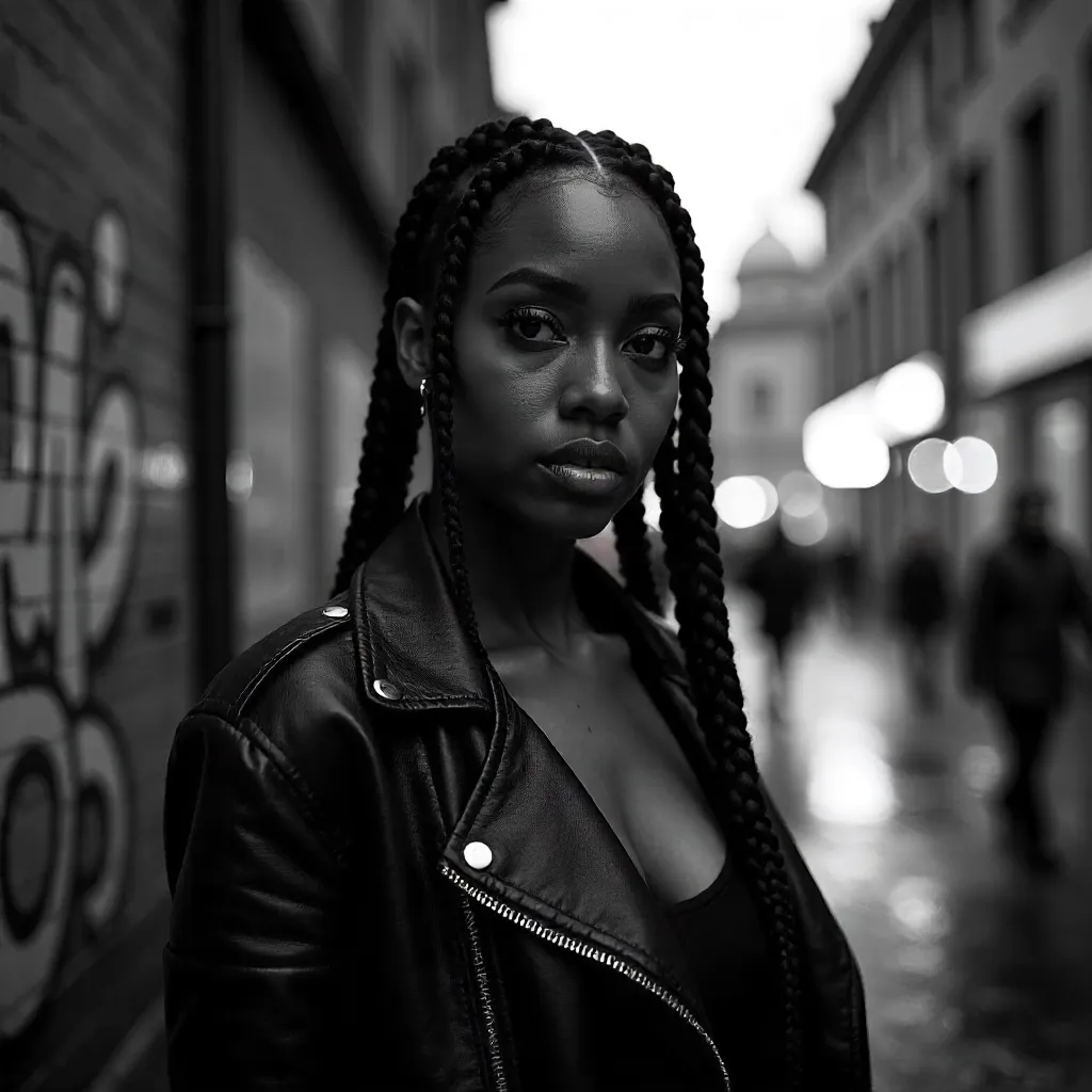 Berlin Noir Portrait: Braids in Black and White