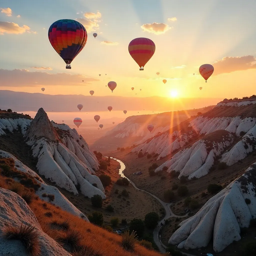 Sunrise Balloons Over Cappadocia's Fairy Chimneys