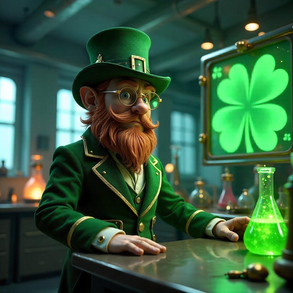 Leprechaun Scientist in a 3D Lab
