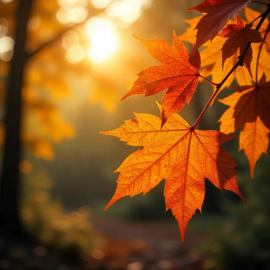 Radiant Autumn Leaves in Orange and Gold