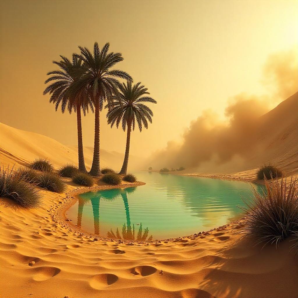 Oasis in a Sandstorm - 3D Render