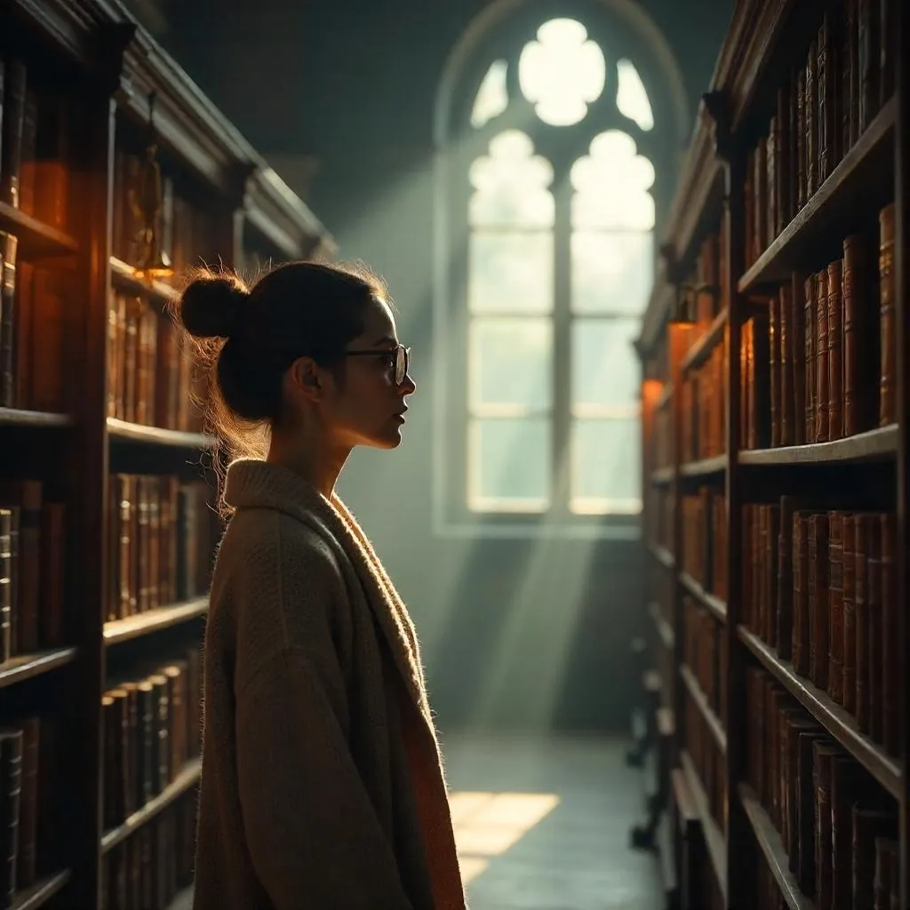 Morning Mist Librarian in a Quiet Library