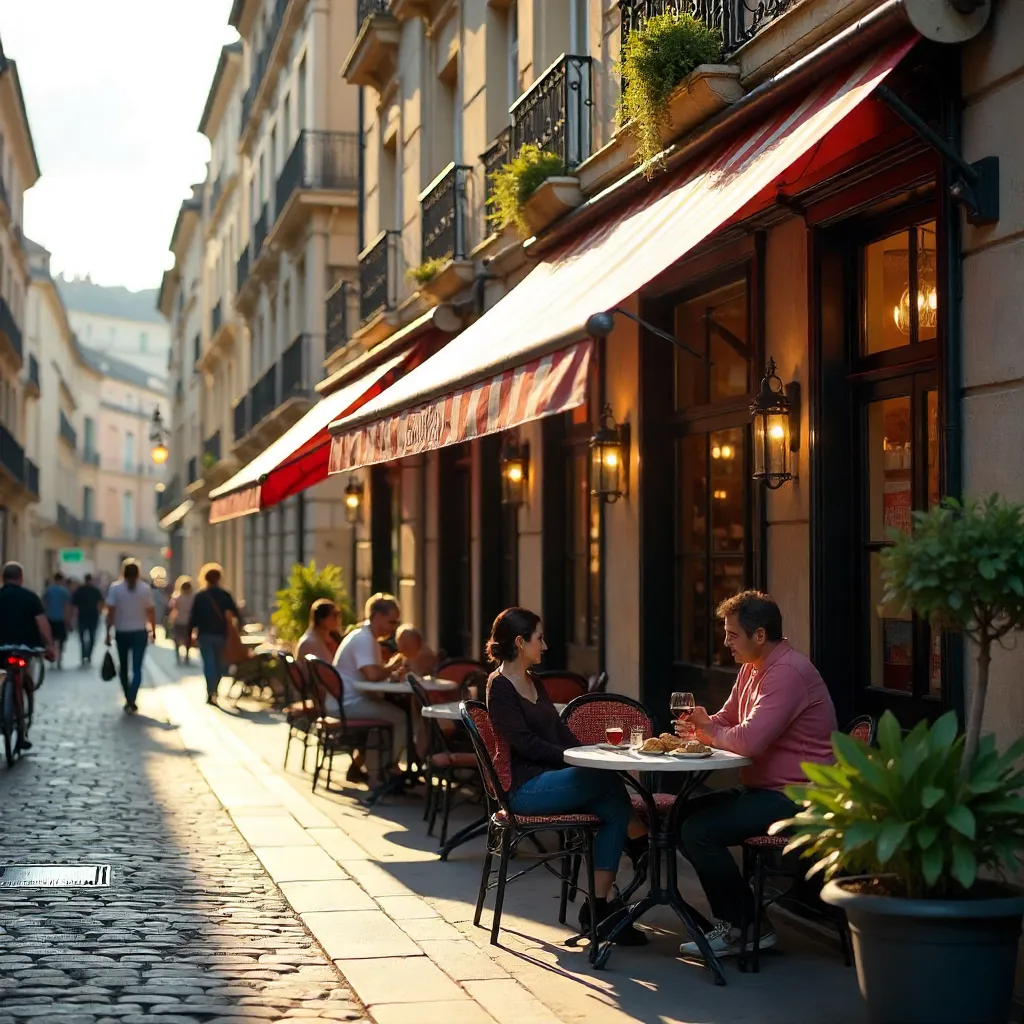 Vintage Lyon Bistro: Outdoor Dining in Classic Architecture