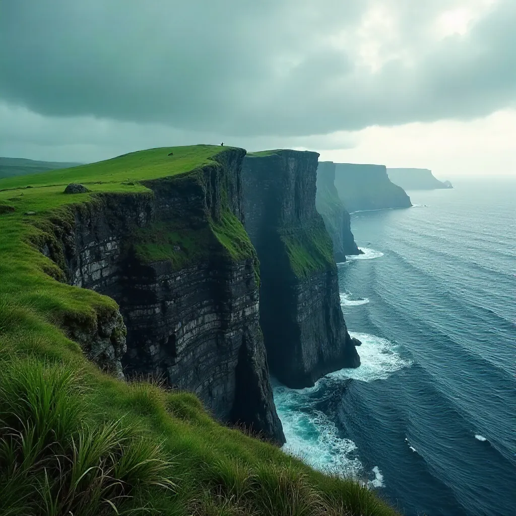 Emerald Cliff Meeting the Blue Ocean