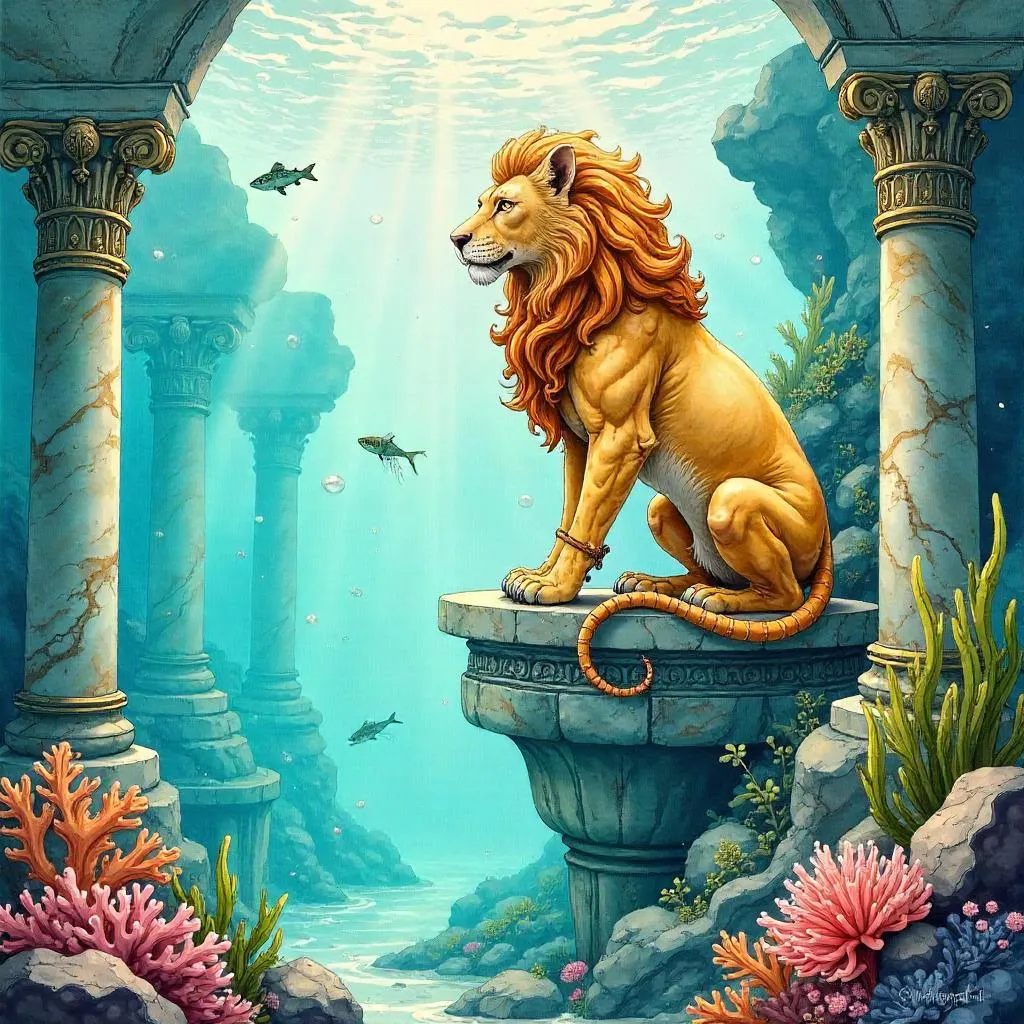 Manticore of Atlantis in Watercolor