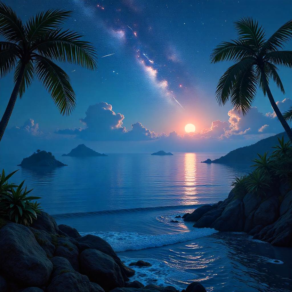 Meteor Shower over a 3D Archipelago