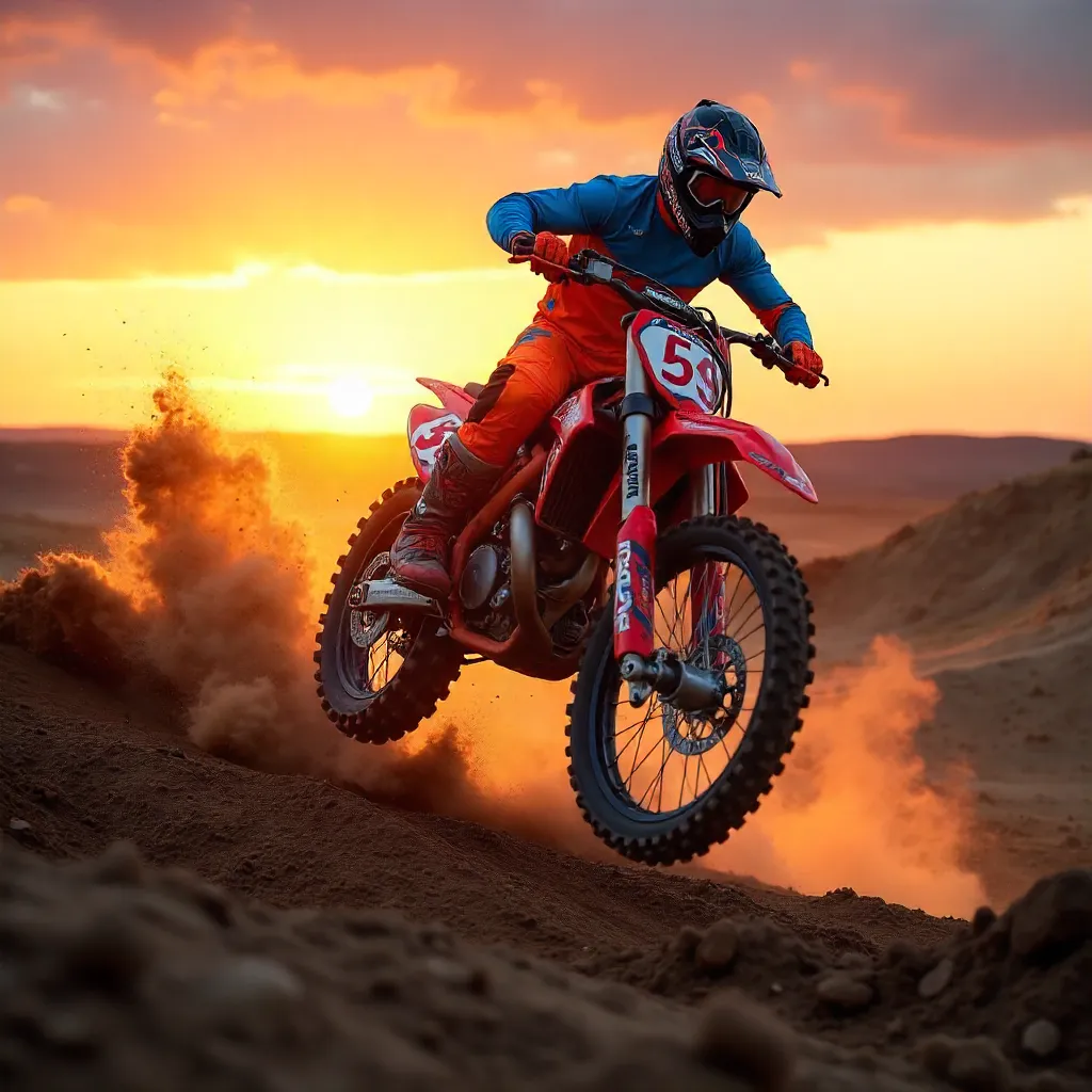 Sunset Motocross: Dynamic Stunts in Dust