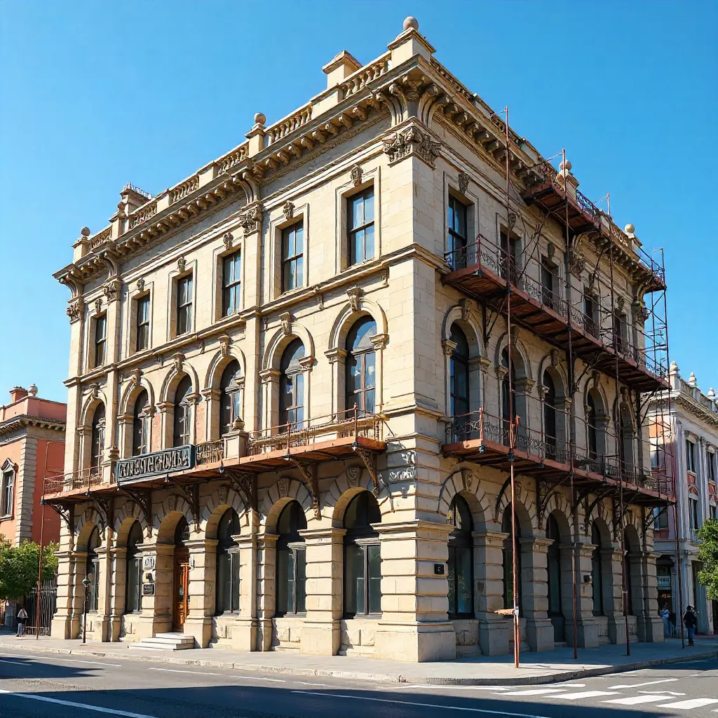 Elegant Historic Facade Under Renovation