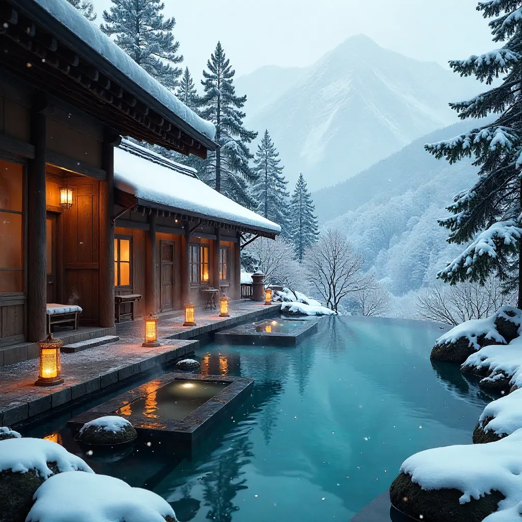 Winter Tranquility: Snowbound Japanese Onsen