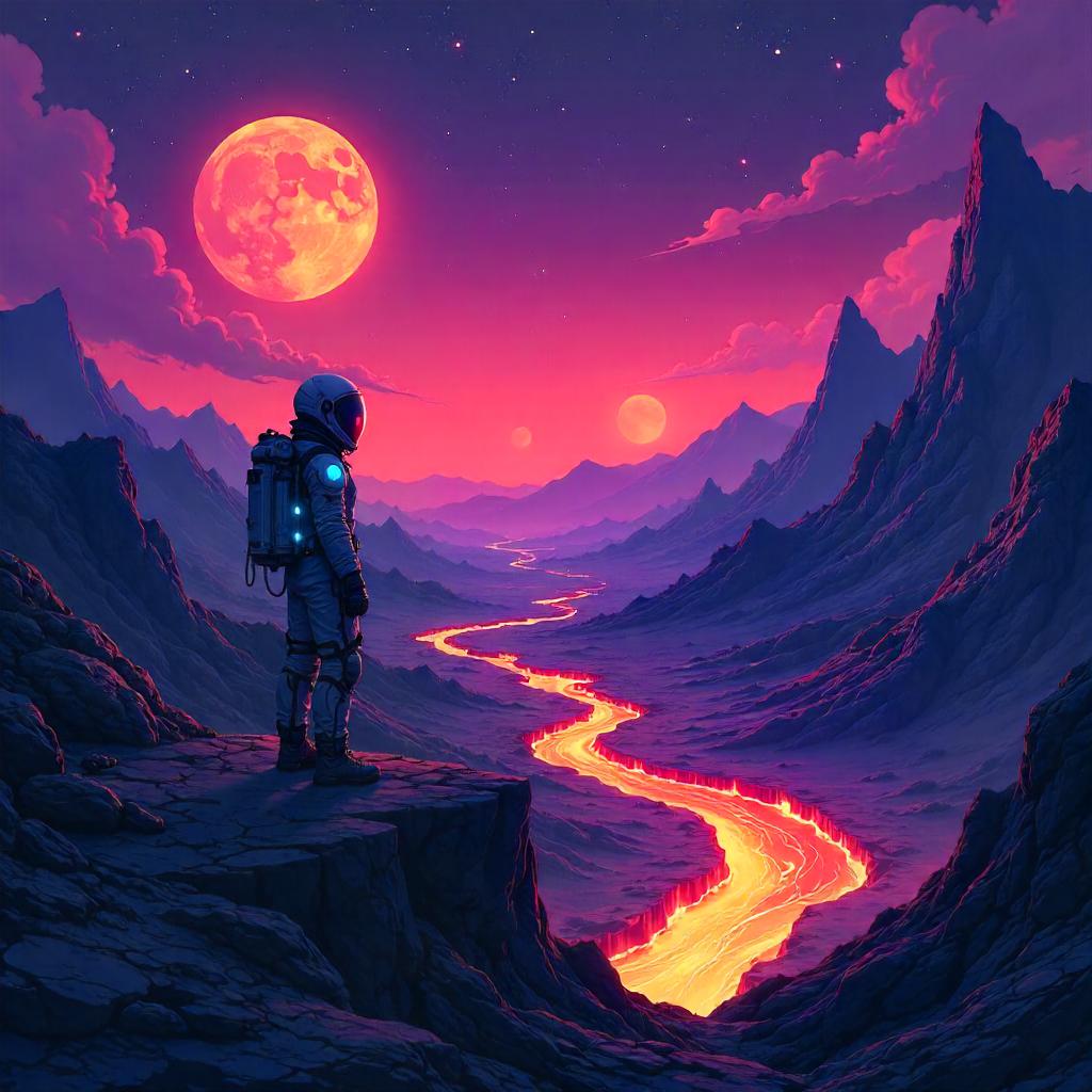 Lava-Flowed Planet: Anime Style Exploration
