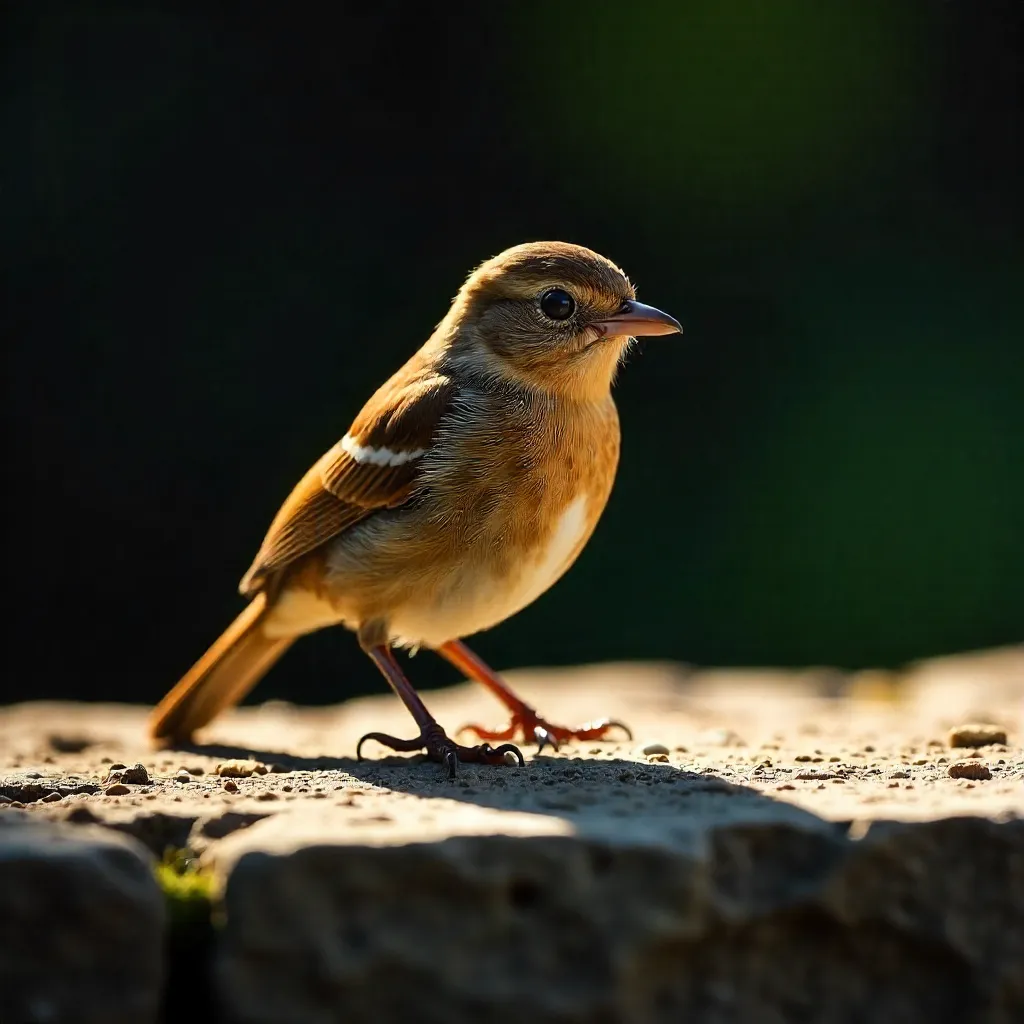 Brown Bird on a Sunlit Stone