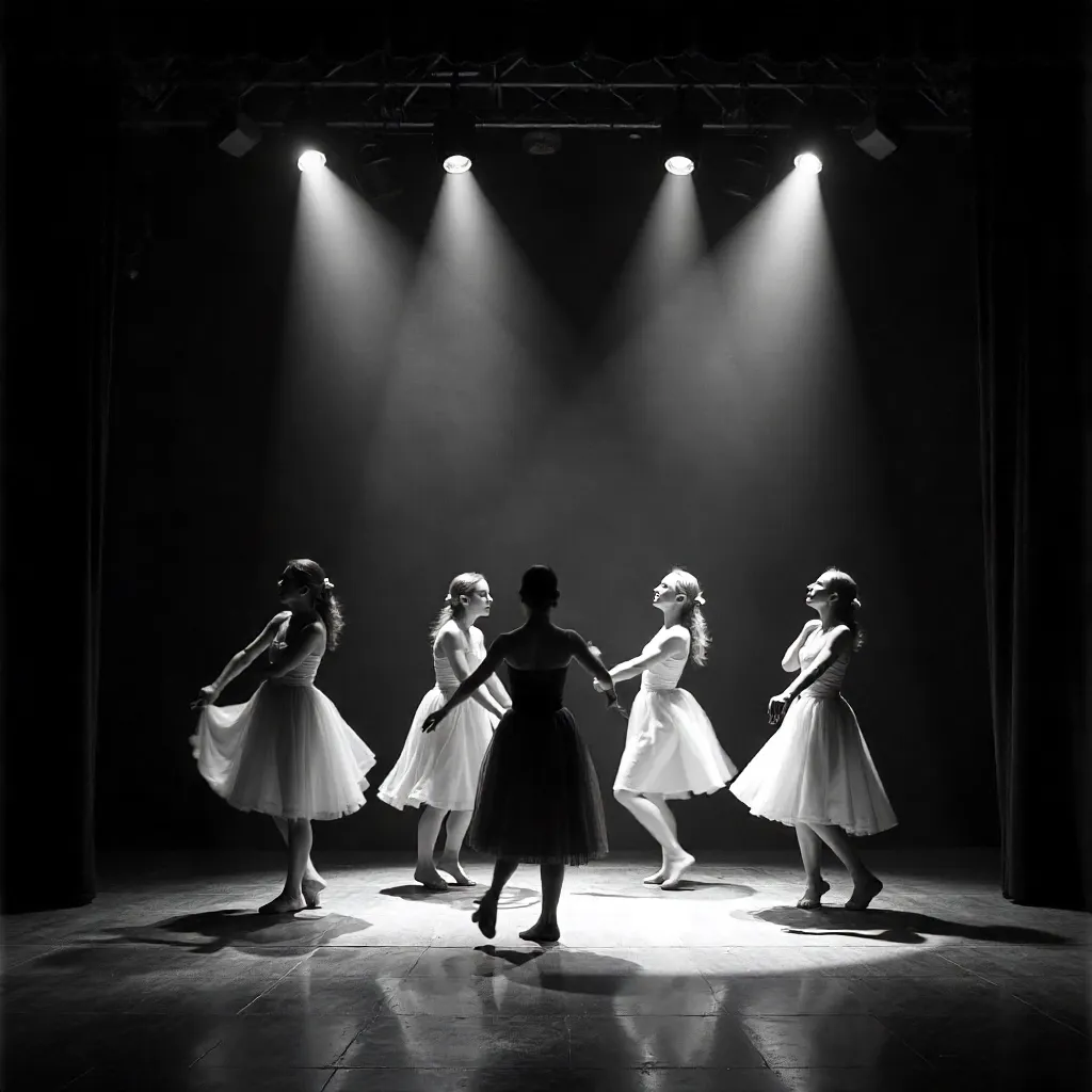 Monochrome Motion: Dancers in Blur on Stage