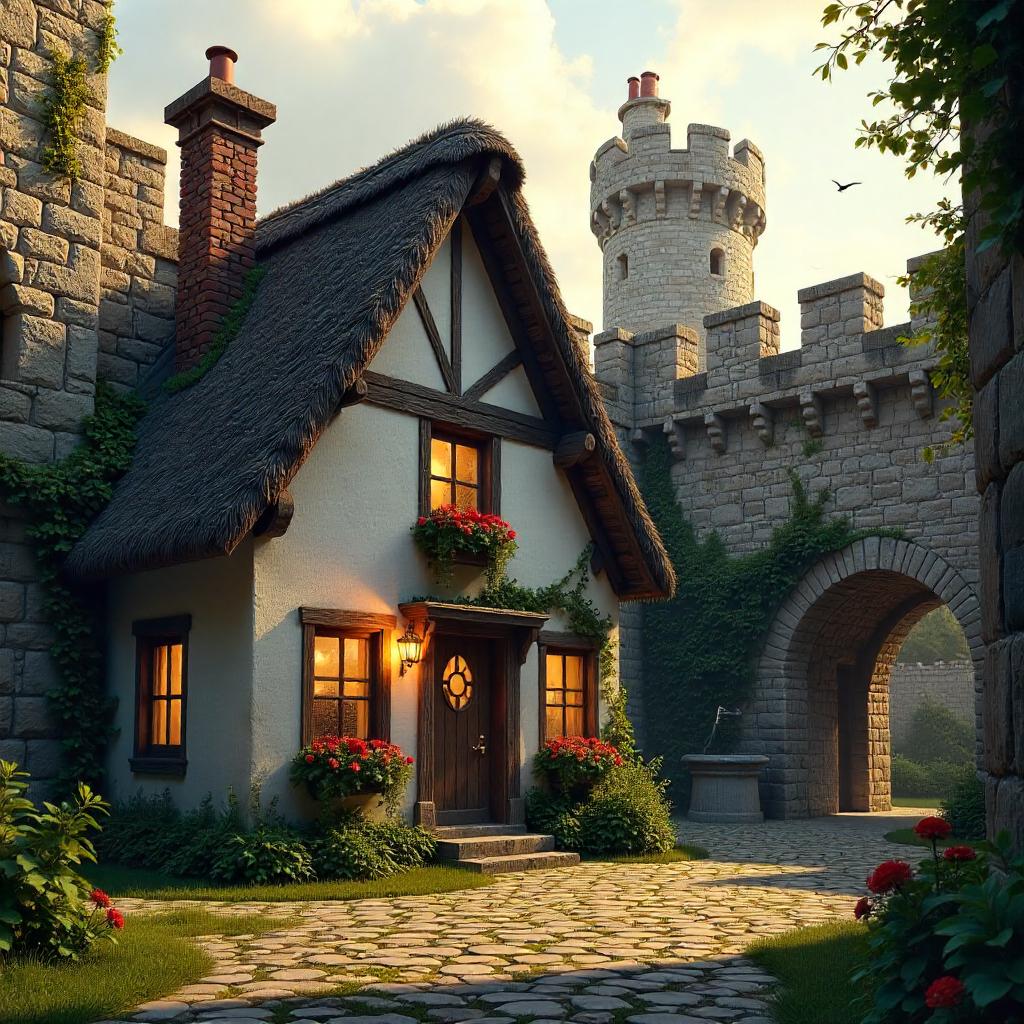 Photorealistic Cottage Within a Medieval Fortress