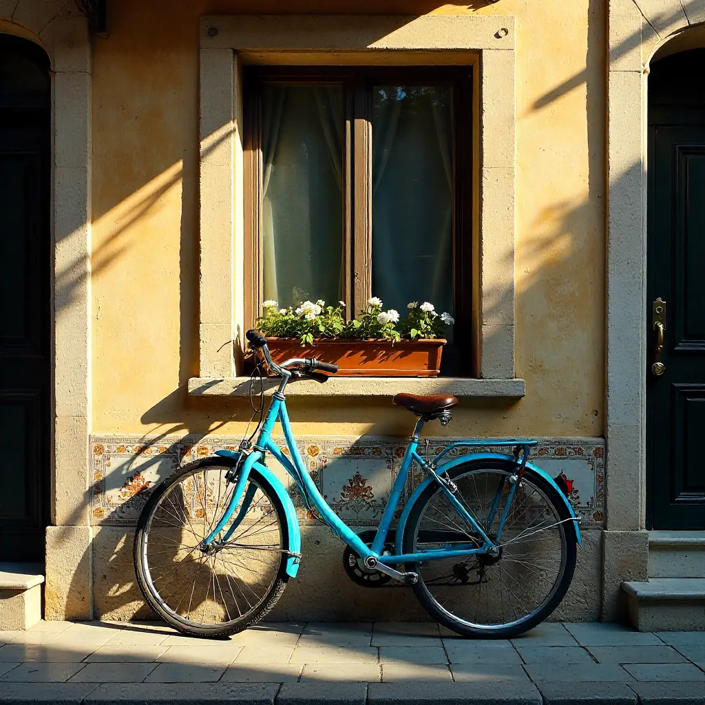 Blue Bicycle Against a Turkish Textured Wall