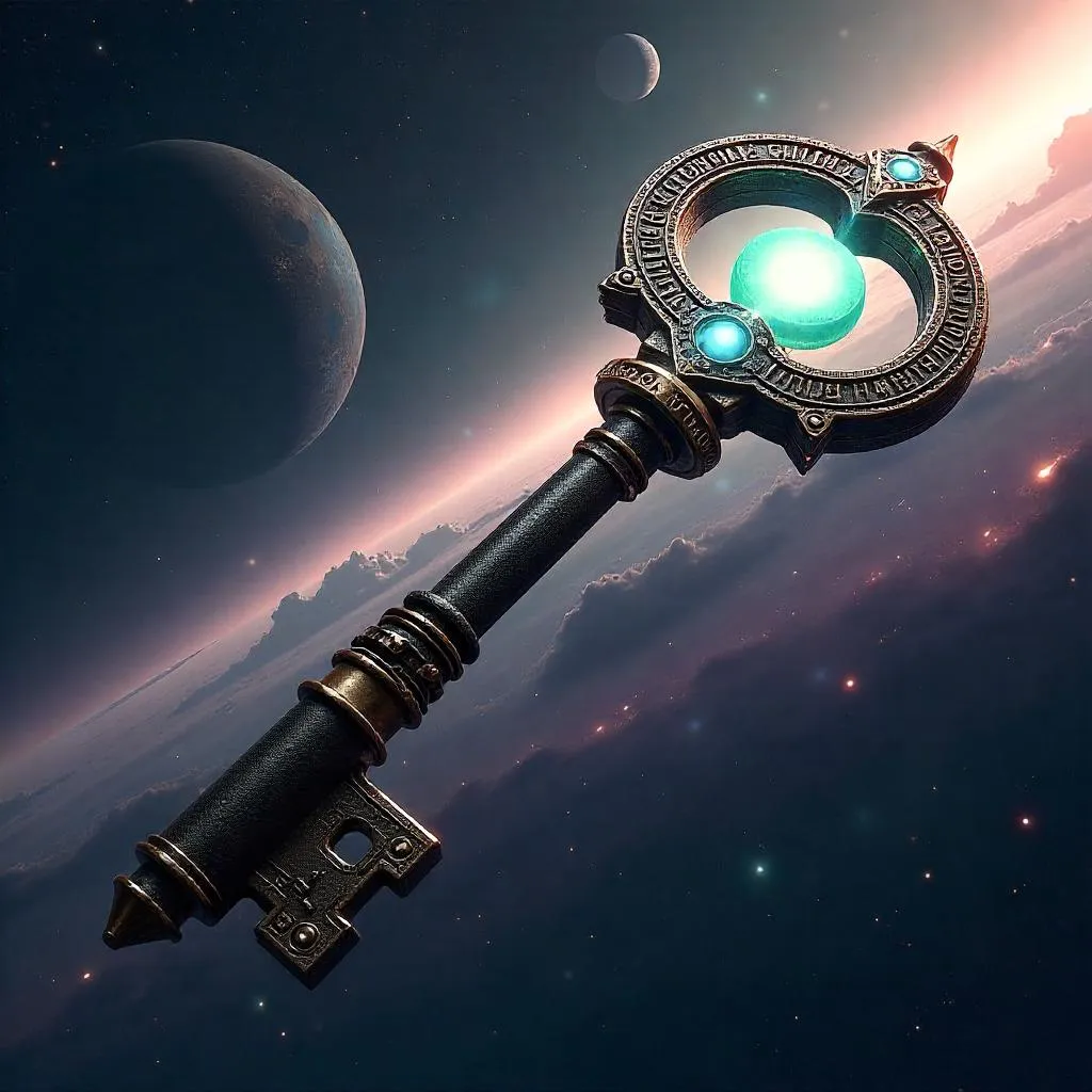 Dimensional Key Hovering in Deep Space - Photorealistic