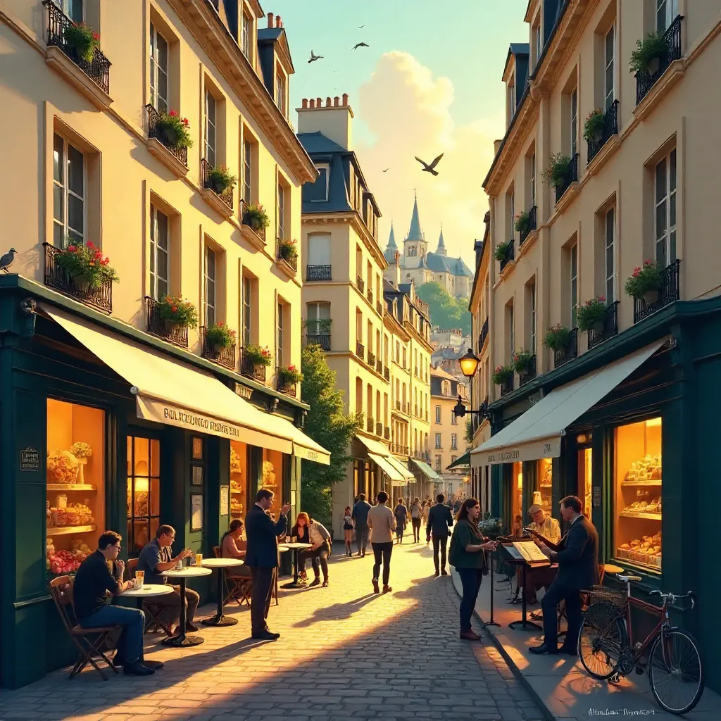 Montmartre Street Scene: Classic Parisian Life
