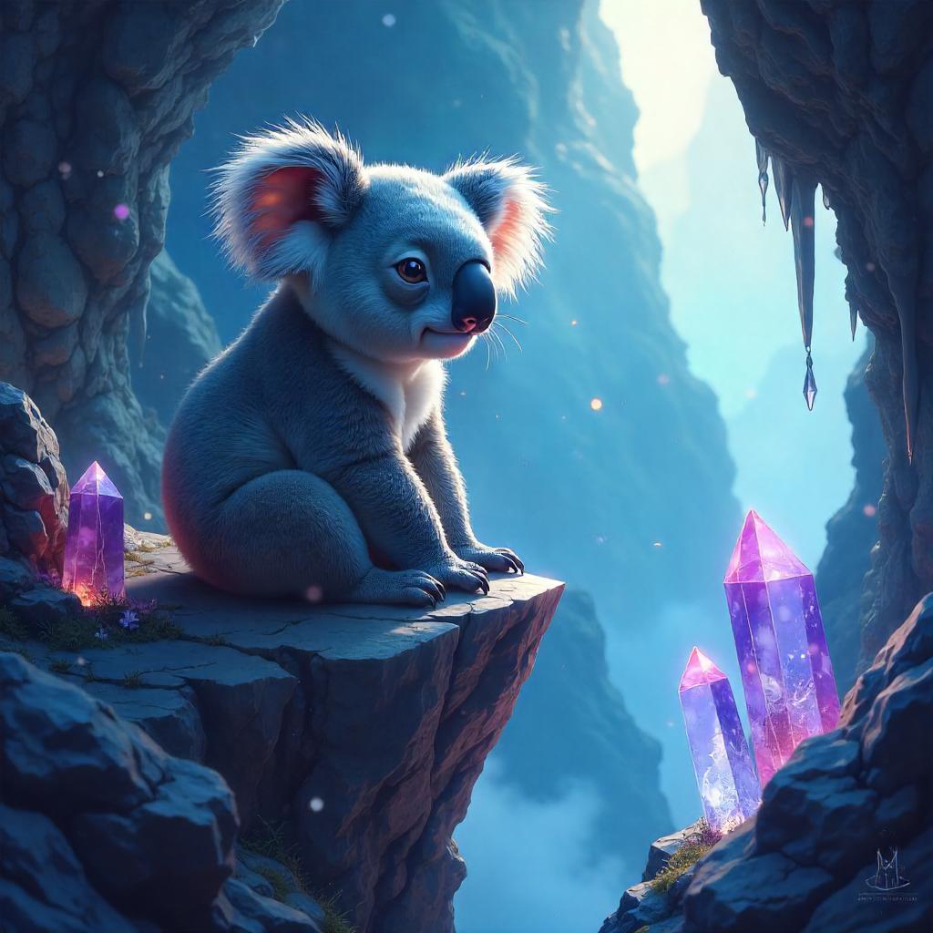 Crystal Cave Koala - Concept Art in Luminescent Quartz