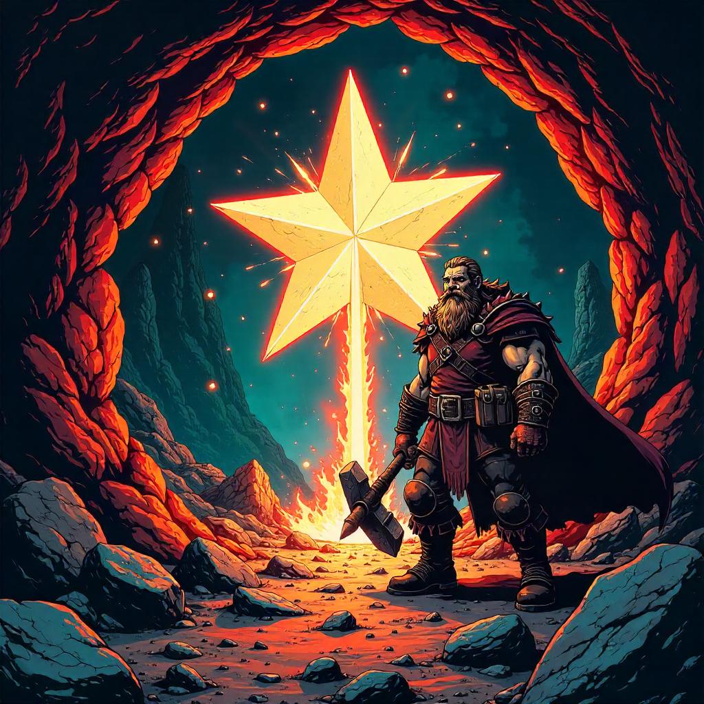 Star in a Dwarven Mine - Comic Book Style