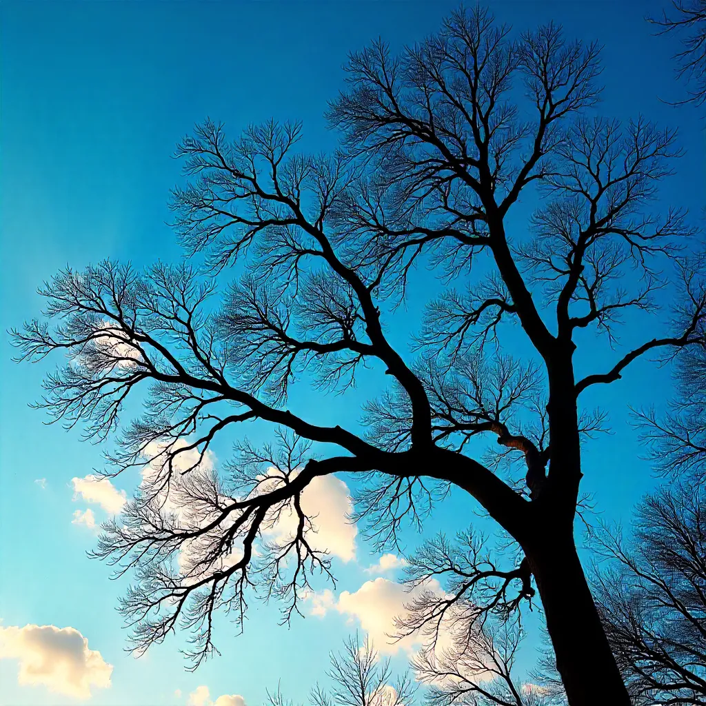 Azure Sky Lace: Bare Branch Silhouettes
