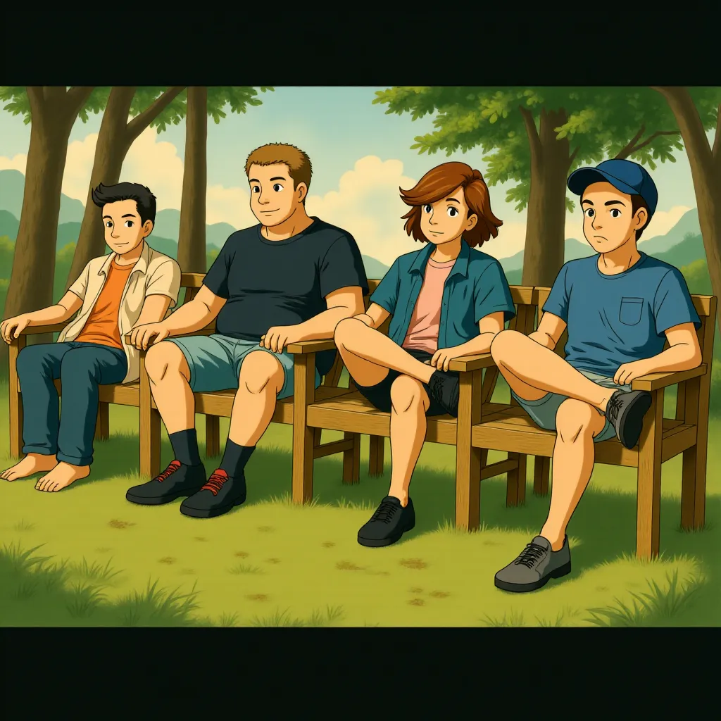 Adam Sandler, Chris Rock, David Spade, and Kevin James in Grown Ups (2010) - Anime style