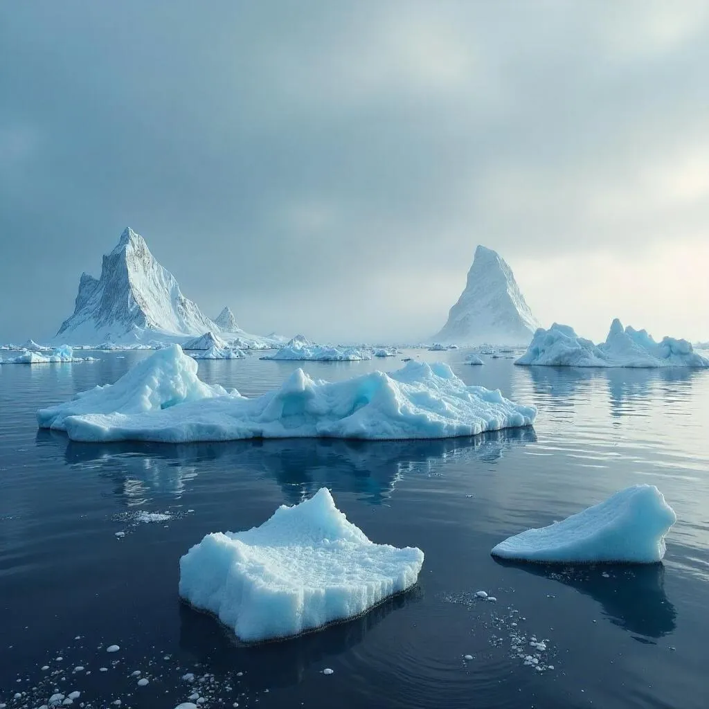 Fogbound Icebergs: A Photoreal Arctic Dawn